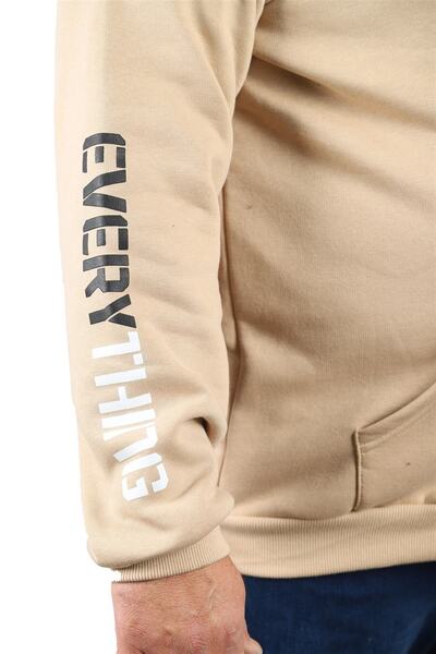 MocGrande Ανδρικό φερμουάρ μεγάλου μεγέθους 3ip Sweat Everything 22737 Beige