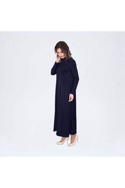 Qafias Lycra Fabric Navy Blue Top Coat