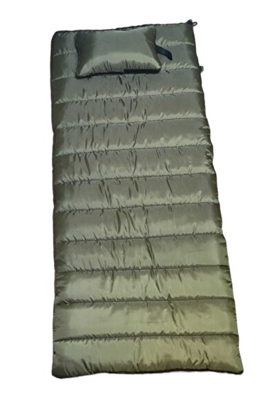 CAMP STORY Mit - 23 350 gr Elyaf+200 gr Peluş Polarlı Yastıklı Battaniye Tipi Uyku Tulumu Haki