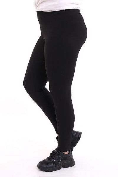 winmoda Plus Size Ribbed Leggings with Gathering Full Lycra