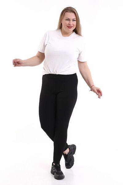 winmoda Plus Size Ribbed Leggings with Gathering Full Lycra