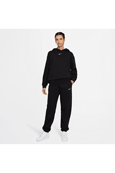 Nike Sportswear Essential Oversized Kapüşonlu Kadın Siyah Sweatshirt Dj7668-010
