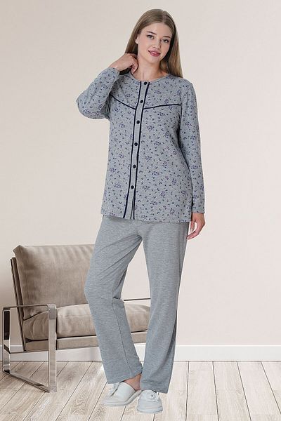 by İGP Set de pijamale cu nasturi de talie mare, albastru, gri cu flori