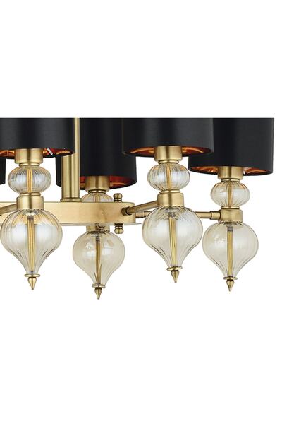 LampaLuce R Dolce Ragazza Şapkalı Klasik Avize Yemek Masası Üzeri 8'li Sarı 100x90cm