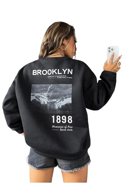 BENROMA Hanorac oversize cu gât crew Brooklyn