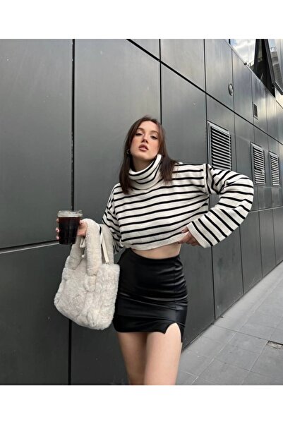 CİZA MODA Fusta mini din piele cu talie înaltă