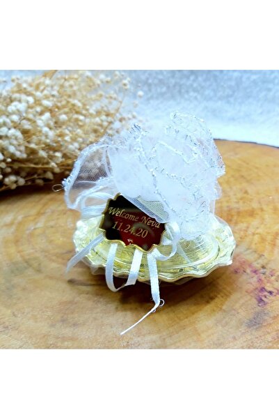 Hayaller Dükkanı 30 Adet Pleksi Isimlikli Metal Lokumluk Bebek Şekeri-