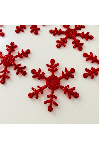 Yumuşakkeçe زينة عيد الميلاد بريق ندفة الثلج الحمراء 10 قطع