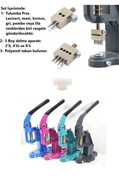 tuhafiyecimiz Deri Delme Zımba Seti - Tulumba Pres Ve 2'li, 4'lü, 6'lı Zımba - Çatal Delme Seti Sarı