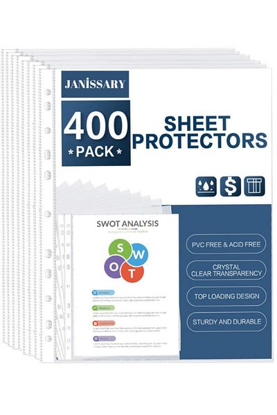 Janissary 400 Pcs Bag File, Transparent Paper Protector