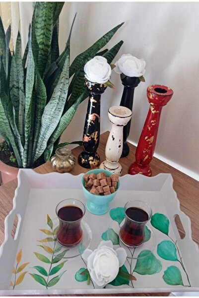 ASLI شاي خشبي مرسومة يدويًا، قهوة، صينية تقديم مزخرفة للخطوبة