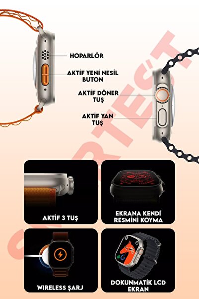 SMARTEST Watch 8 Ultra Akıllı Saat Ios Andorid Destekli Arama Özeliği Sensörlü Lcd Ekran 3tuş Smartwatch