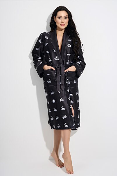 Nuşa Uzun Şalyaka Dijital Baskı Içi Bukle Erkek Ve Bornoz