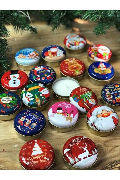 Masalsı Concept 3 Adet Yılbaşı Yeni Yıl Konsept Mumlu Metal Kutu Seti Christm...