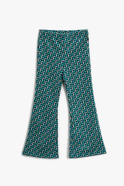 Koton Girl's Turquoise Patterned Trousers 3WKG40226AK