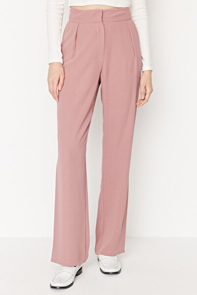 Trendyol Collection Dusty Rose Wide Leg Wide Leg Pleated Woven Trousers TWOSS19WX0017