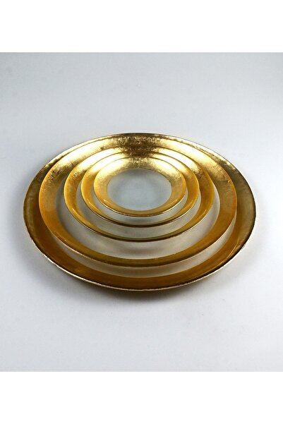 HERITAGE Altın Varak Bant Cam Servis Tabağı 13 Cm