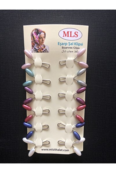 DİBA AVM Σάλι μαντήλι καρφίτσα κλιπ Κλιπ μικτού χρώματος Σάλι, κλιπ κασκόλ Drop μοντέλο Κλιπ 12 τμχ.