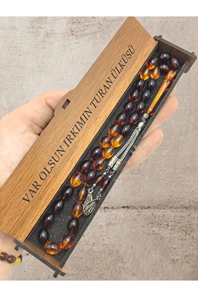 KANUNİ TESBİH Mărgele de rugăciune cu cutie de lemn - Maro Moire Negru