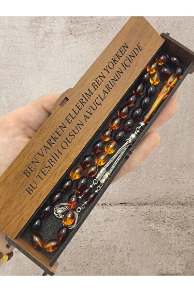KANUNİ TESBİH Mărgele de rugăciune cu cutie de lemn - Maro Moire Negru