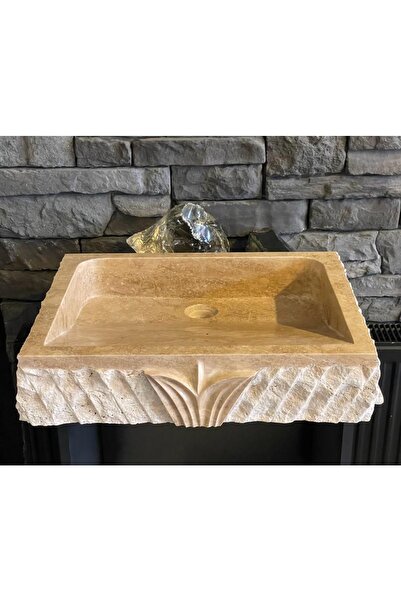 Polen Stone Dikdörtgen El Yapımı Patlatma Modeli Traverten Lavabo
