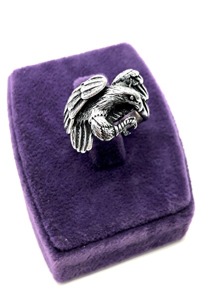 EbrarTesbihGümüş Gümüş Kartal Yüzük 925 Ayar Gümüş Küçük Boy Kartal Model Erk...