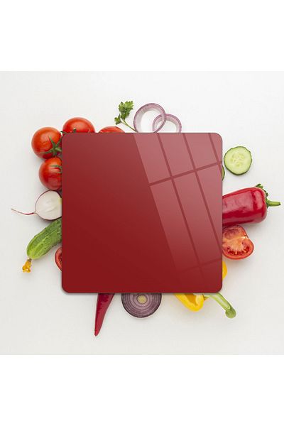Decovetro Square Cherry Color Glass Cutting Board