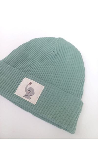 Alingo Unisex Children's Mint Green Beret with Elephant Label
