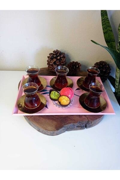 ASLI شاي خشبي مرسومة يدويًا، قهوة، صينية تقديم مزخرفة للخطوبة