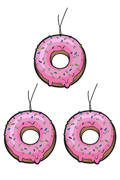 Quart Aksesuar 3'lü Donut Tasarımlı Dekoratif Araba Oto Kokusu Ve Aksesuarı