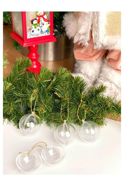 QUEEN AKSESUAR Cutie cadou transparentă de Anul Nou, cu bile, decorare pentru brad, ornament, cutie cu capac din plexiglas, bile, pachet de 3