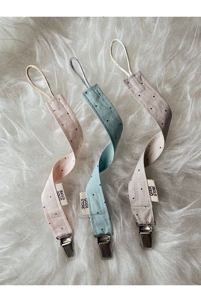 GOER STORE Powder 3-Piece 100% Cotton Fabric Pacifier Chain Set - Baby Gift