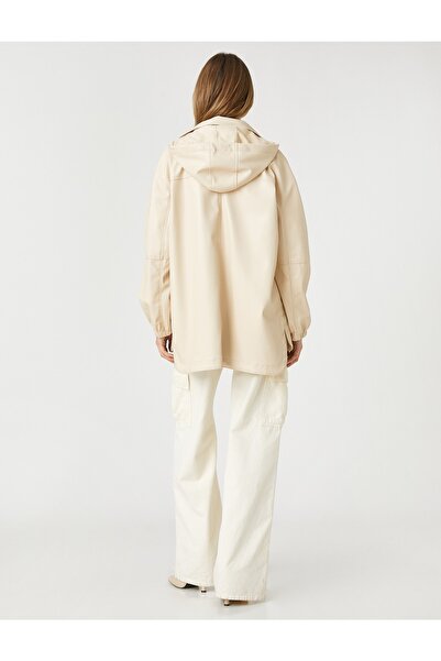 Koton Hooded Raincoat with Pockets and Drawstring Ankles