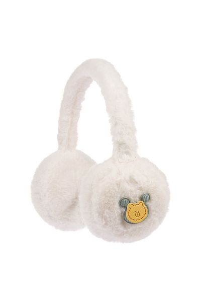 Kitti Arıcı Store New Season Girl's Winter Cream Color Plush Headphones