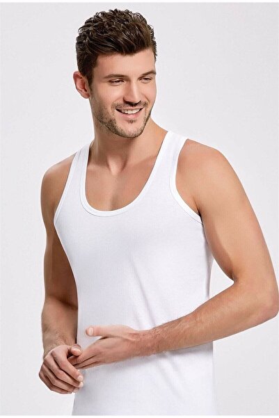 GÜMÜŞ 3 قطع من القميص الداخلي المضلع باللون الأبيض