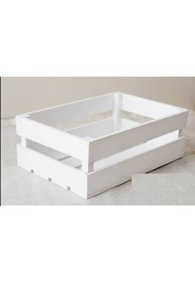 DEMBEY AHŞAP ATÖLYE Ahşap Atölye Ahşap Kasa Raf Çiçeklik Renkli Mini Kasa Beyaz