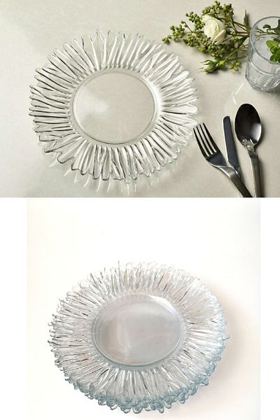 ELEGANCEV Glass Cake Plate 6 Pieces