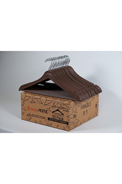 Dorcia Home Ahşap Görünümlü Plastik A Kalite 30 Adet Kahverengi Askı