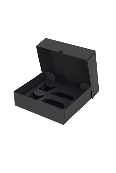 Milim Matbaa 2li Kahve Fincanı Paketleme Kutusu 5 Adet Siyah Renk