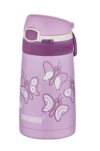 Shamobo Set of 2 Steel Thermos with Straw 350ml -6 Hours Thermal Insulation-