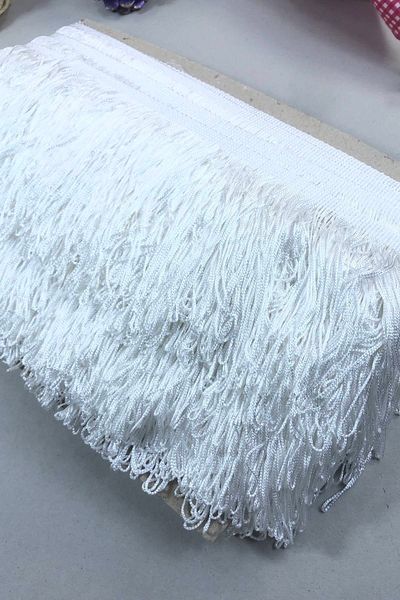 Hobigram White Thick Rope Fringe Tassel Width 20 cm 1 Meter – Decorative Ribbon, Stylish Design, Women's Accessory – Deko