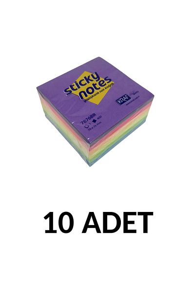 KRAF 10 Συσκευασία Κύβος Αυτοκόλλητου Χαρτιού Σημειώσεων 76x76 400yp
