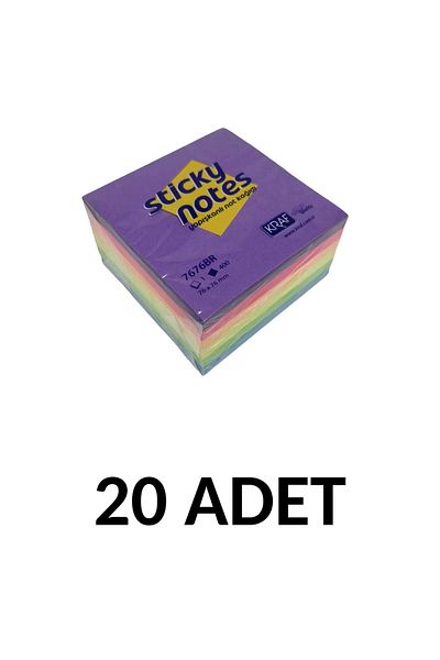 KRAF 20 Συσκευασία Αυτοκόλλητο Χαρτί Σημειώσεων Κύβος 76x76 400yp