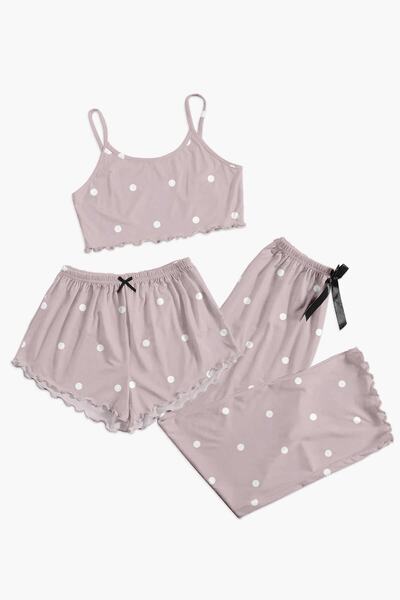 PEMBİŞ HOMEWEAR Kiss Supersoft Dots2 3-Piece Pajama Set