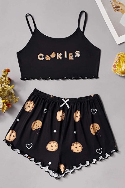 PEMBİŞ HOMEWEAR Tex Supersoft Shorts Set Cookies