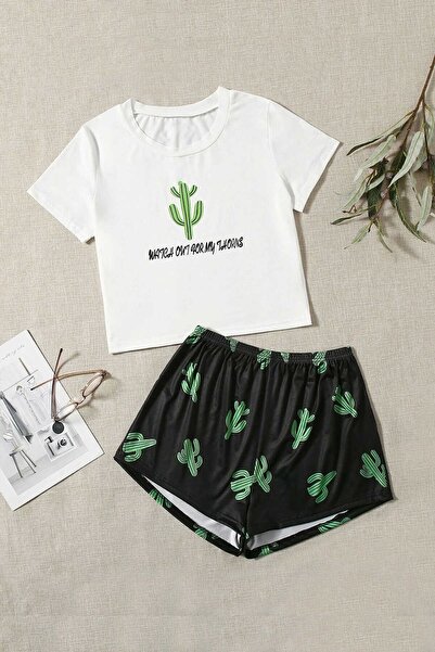 PEMBİŞ HOMEWEAR Tex Super Soft Shorts Set, cactus