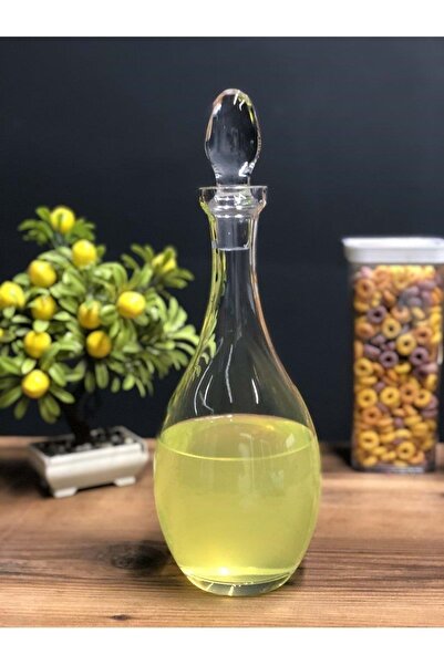 Jenisa El Yapımı Cam Kapaklı Damla Şişe Karaf Sürahi 13 X 35 Cm