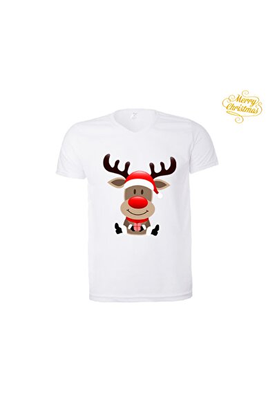 HediyeMania Λευκό μπλουζάκι Χριστουγέννων με τύπωμα Unisex Ανδρικό μπλουζάκι ...