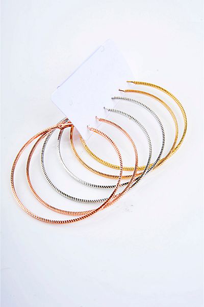 EUROMODA Set of 6 Earrings in Silver, Gold and Rose Colors