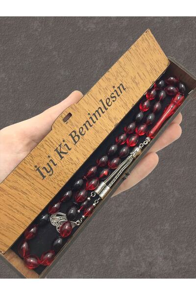 KANUNİ TESBİH Ροζάριο για την Ημέρα του Αγίου Βαλεντίνου, Κόκκινο Μαύρο Μοκέτ...